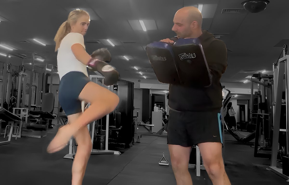 Muay Thai kick on pads